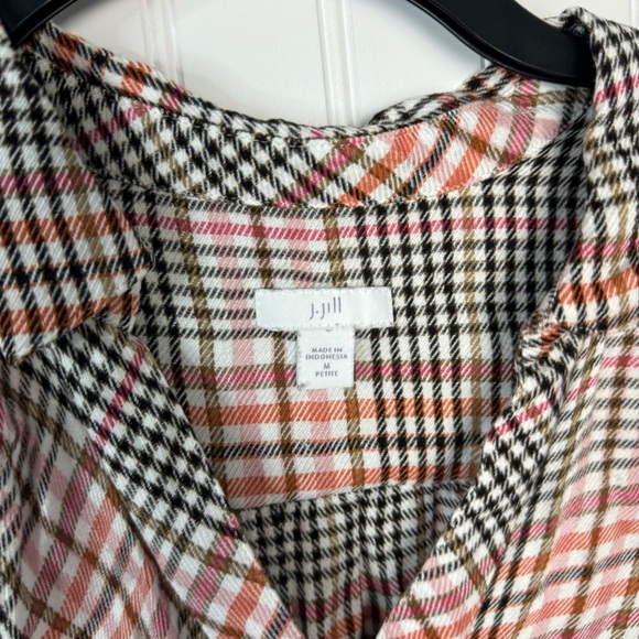 J.Jill Top Medium Petite Plaid Multicolor Long Sleeve Fall Casual Women’s - Picture 3 of 7
